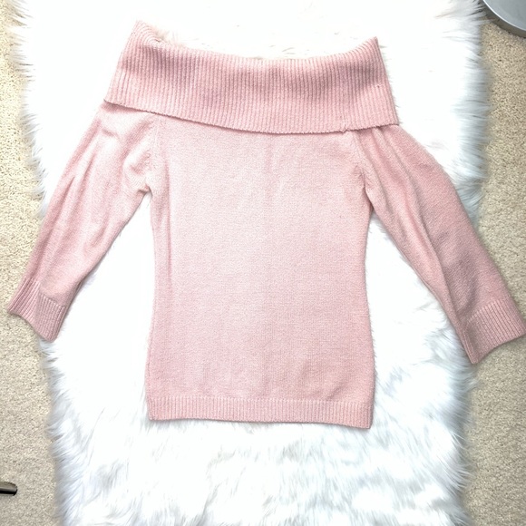 Arden B off-shoulder knit pink sweater for spring - Picture 4 of 8
